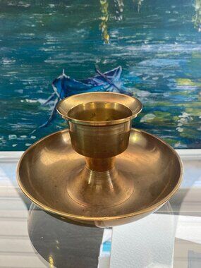 Solid Brass Candlestick holder 4.5"Wx2.75"H/India reg sz taper candle (.75" dia)
